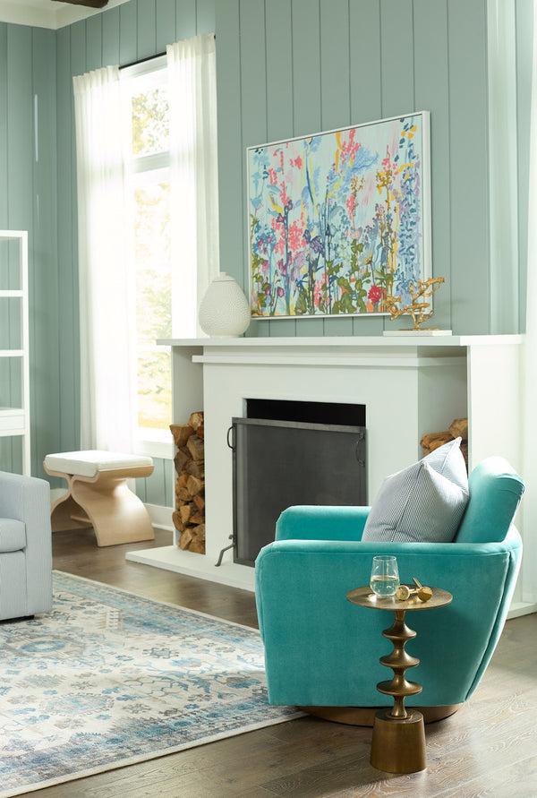 Harmon Small Accent Table, Antique Brass-Blue Hand Home