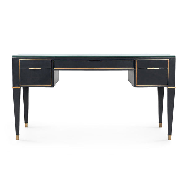 Hunter Desk with Glass Top, Black