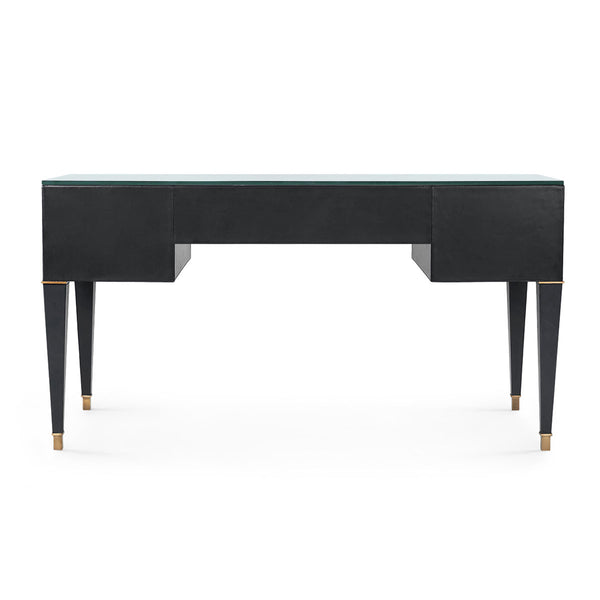 Hunter Desk with Glass Top, Black