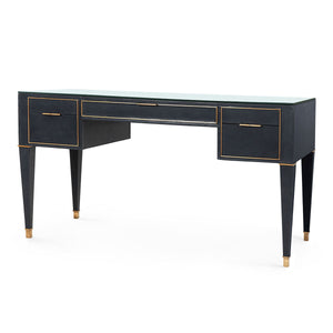 Hunter Desk with Glass Top, Black