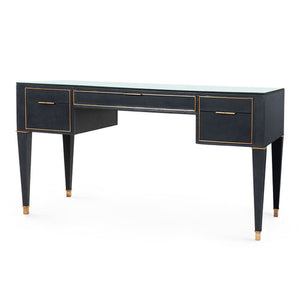 Hunter Desk with Glass Top, Navy Blue