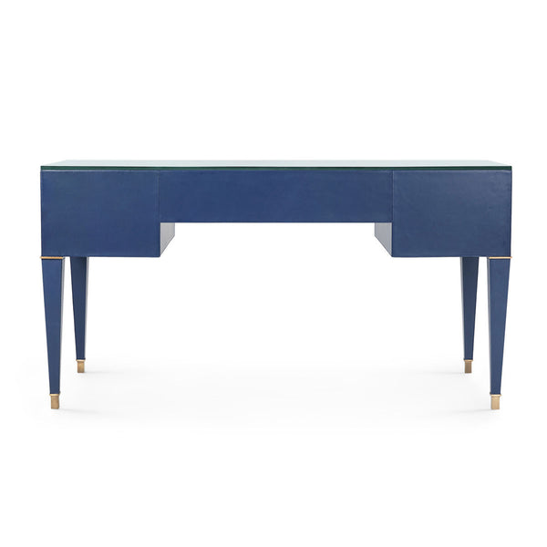 Hunter Desk with Glass Top, Navy Blue