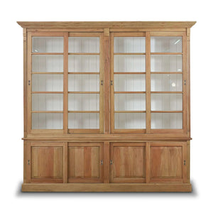 Hudson 99'' Bookcase w/ Sliding Doors-Blue Hand Home