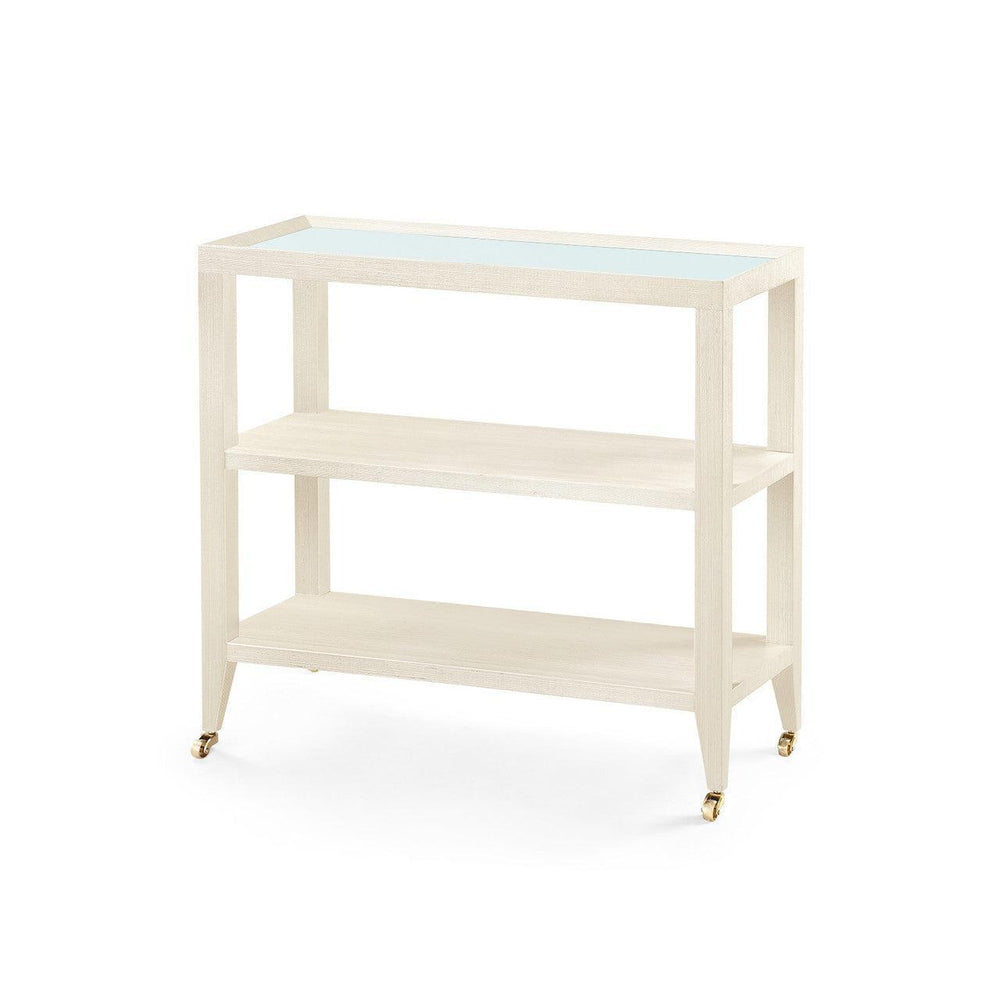 Isadora Console Table with Glass Top, Canvas Cream-Blue Hand Home