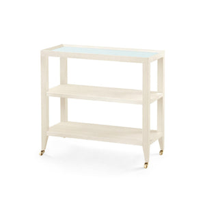 Isadora Console Table with Glass Top, Canvas Cream-Blue Hand Home