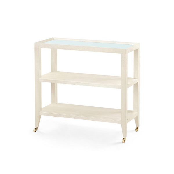 Isadora Console Table with Glass Top, Canvas Cream-Blue Hand Home