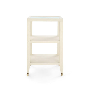 Isadora Side Table with Glass Top, Canvas Cream-Blue Hand Home