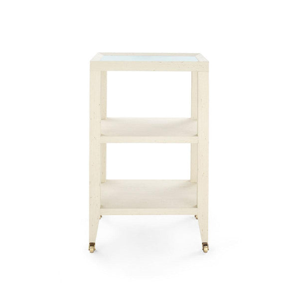 Isadora Side Table with Glass Top, Canvas Cream-Blue Hand Home