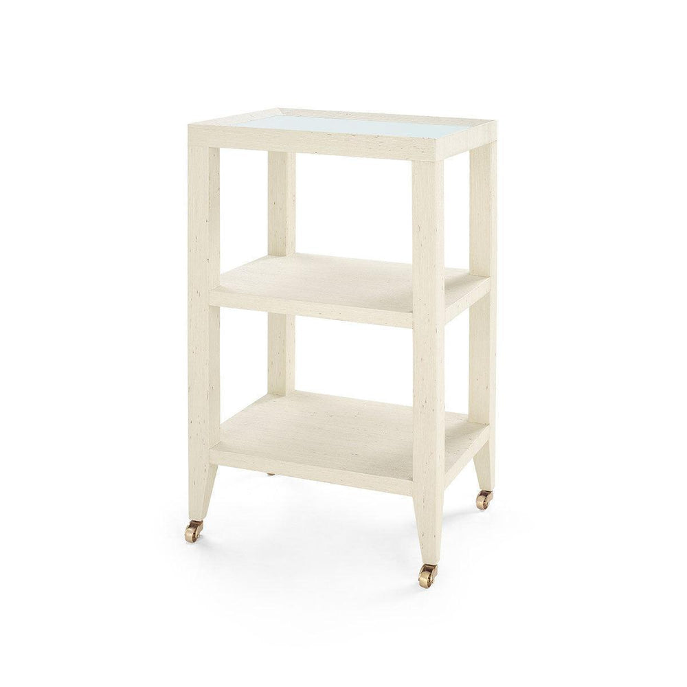 Isadora Side Table with Glass Top, Canvas Cream-Blue Hand Home
