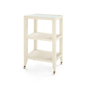 Isadora Side Table with Glass Top, Canvas Cream-Blue Hand Home