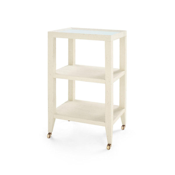 Isadora Side Table with Glass Top, Canvas Cream-Blue Hand Home