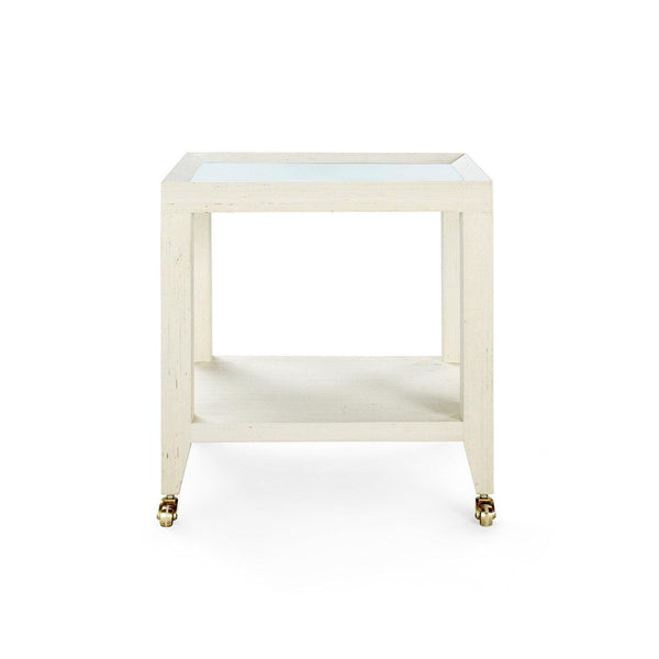 Isadora Tea Table with Glass Top, Canvas Cream