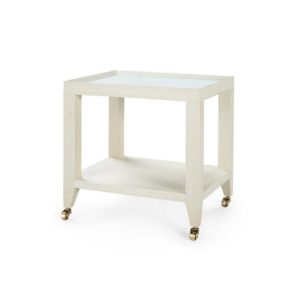 Isadora Tea Table with Glass Top, Canvas Cream