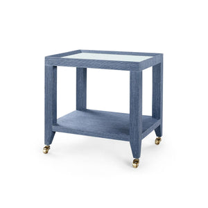 Isadora Tea Table with Glass Top, Navy Blue