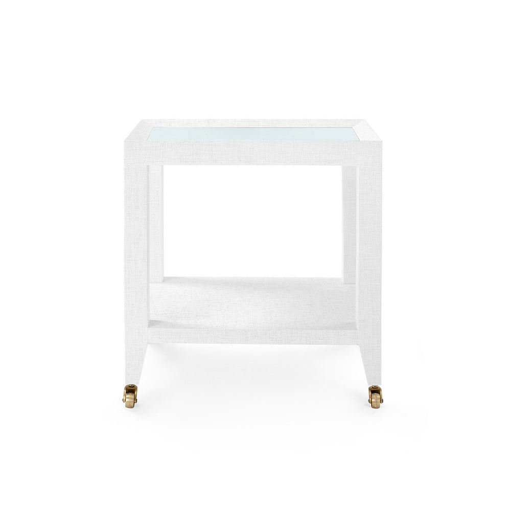 Isadora Tea Table with Glass Top, Chiffon White