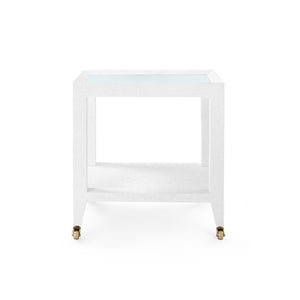 Isadora Tea Table with Glass Top, Chiffon White