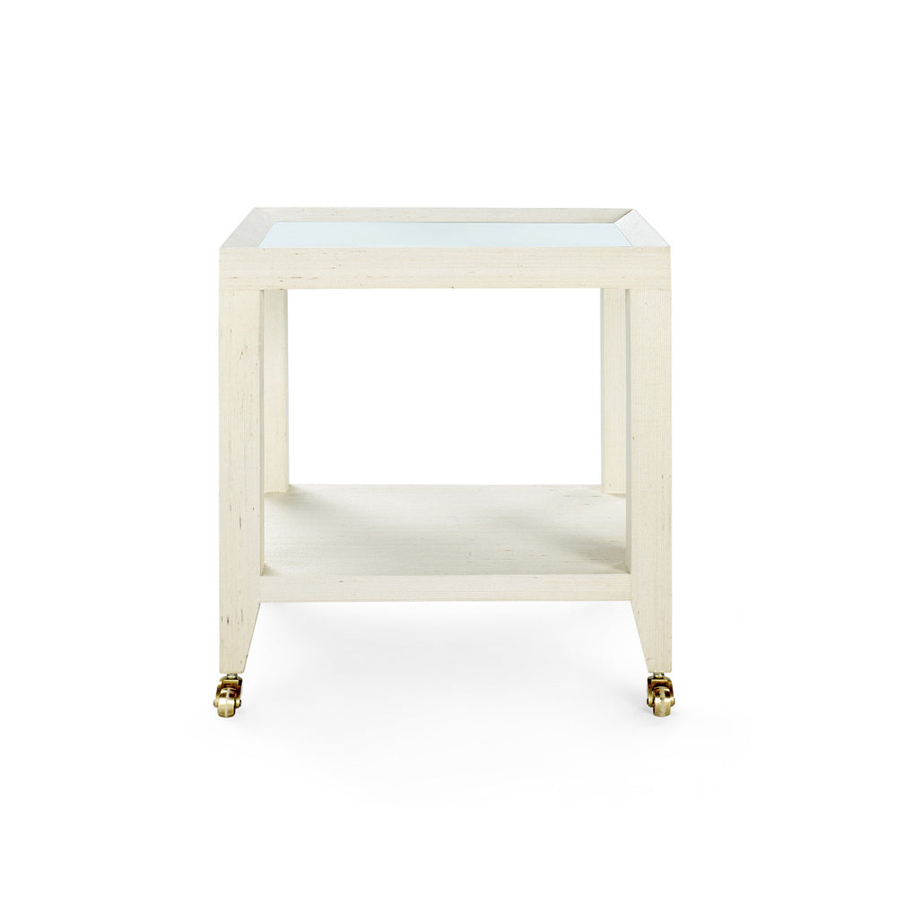 Isadora Tea Table with Glass Top, Canvas Cream