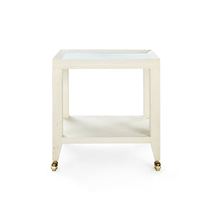 Isadora Tea Table with Glass Top, Canvas Cream