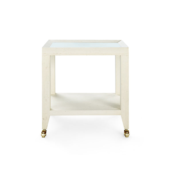Isadora Tea Table with Glass Top, Canvas Cream