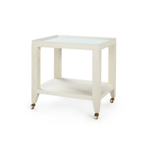 Isadora Tea Table with Glass Top, Chiffon White