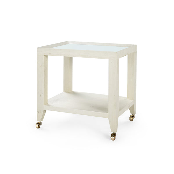 Isadora Tea Table with Glass Top, Chiffon White