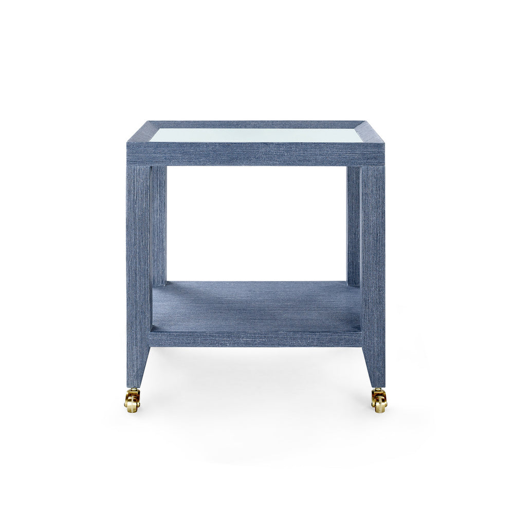 Isadora Tea Table with Glass Top, Navy Blue