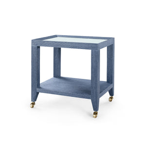 Isadora Tea Table with Glass Top, Navy Blue