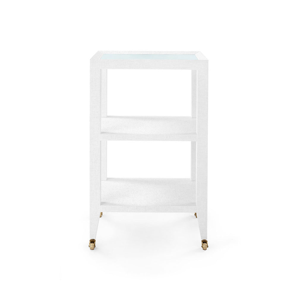 Isadora Side Table with Glass Top, Chiffon White-Blue Hand Home