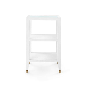 Isadora Side Table with Glass Top, Chiffon White