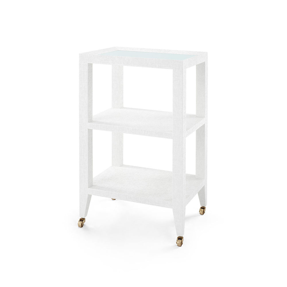 Isadora Side Table with Glass Top, Chiffon White-Blue Hand Home
