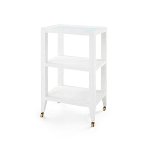 Isadora Side Table with Glass Top, Chiffon White