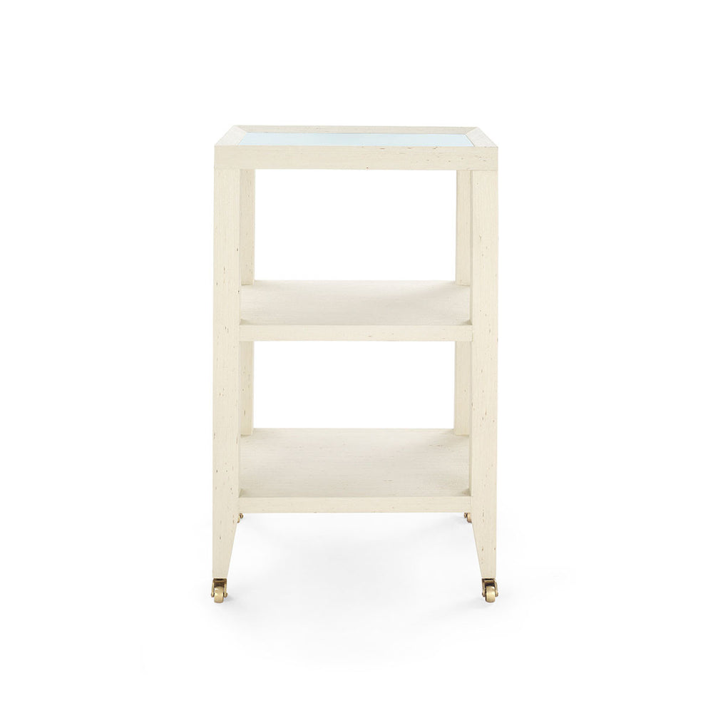 Isadora Side Table with Glass Top, Canvas Cream-Blue Hand Home