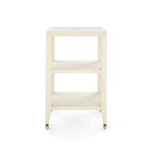 Isadora Side Table with Glass Top, Canvas Cream