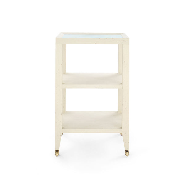 Isadora Side Table with Glass Top, Canvas Cream