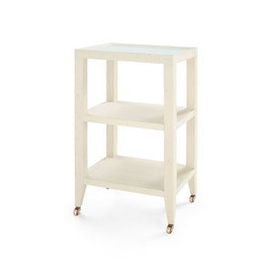 Isadora Side Table with Glass Top, Canvas Cream