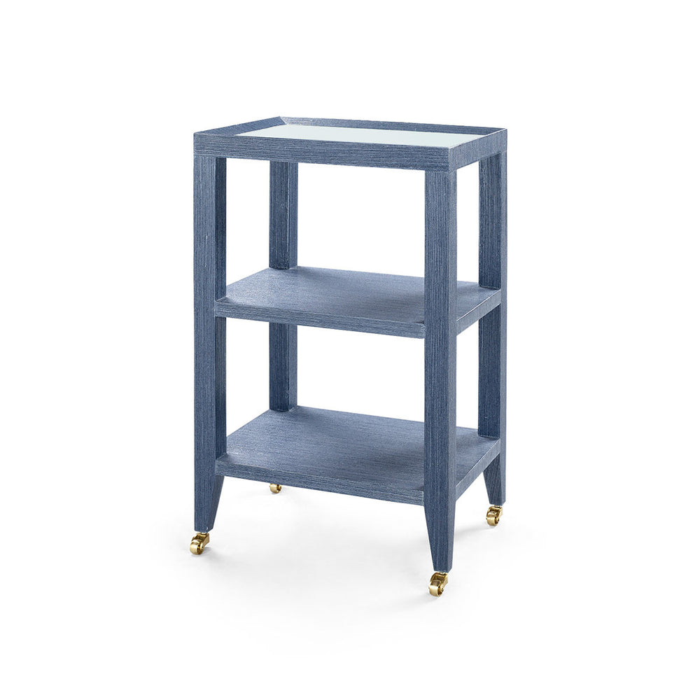 Isadora Side Table with Glass Top, Navy Blue-Blue Hand Home