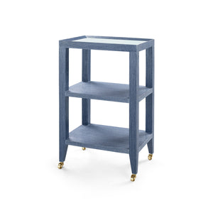 Isadora Side Table with Glass Top, Navy Blue