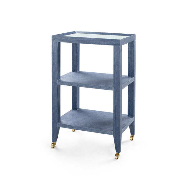 Isadora Side Table with Glass Top, Navy Blue