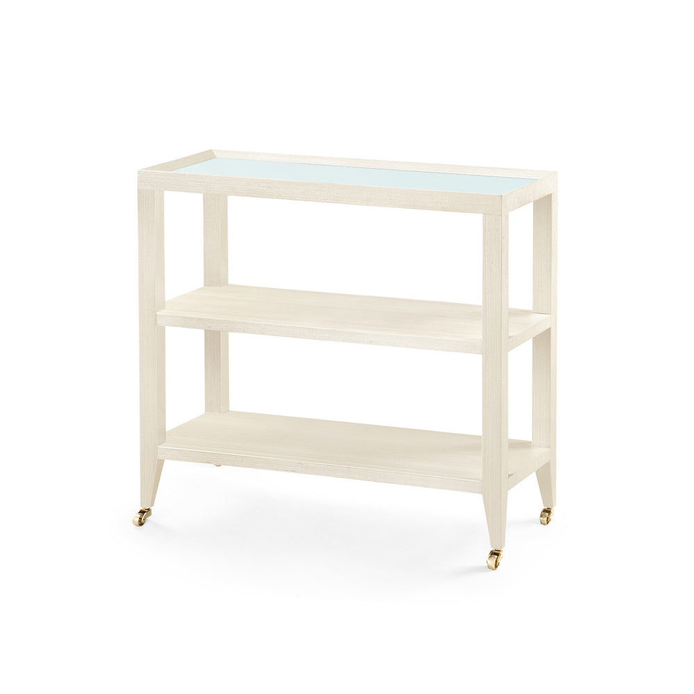 Isadora Console Table with Glass Top, Canvas Cream-Blue Hand Home
