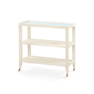 Isadora Console Table with Glass Top, Canvas Cream-Blue Hand Home