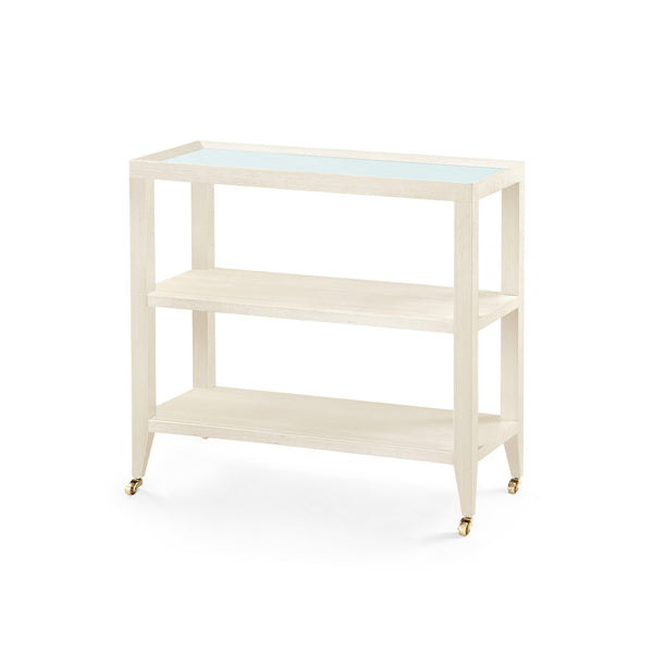 Isadora Console Table with Glass Top, Canvas Cream-Blue Hand Home