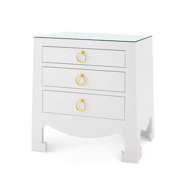 Jacqui 3-Drawer Side Table with Glass Top, Heritage Spring Green