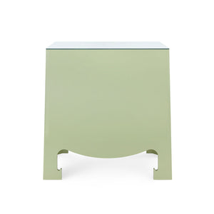 Jacqui 3-Drawer Side Table with Glass Top, Heritage Spring Green