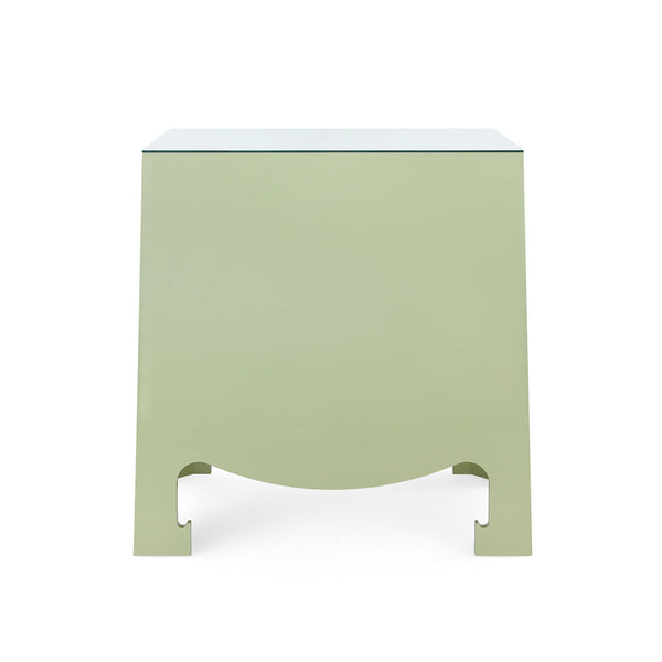 Jacqui 3-Drawer Side Table with Glass Top, Heritage Spring Green