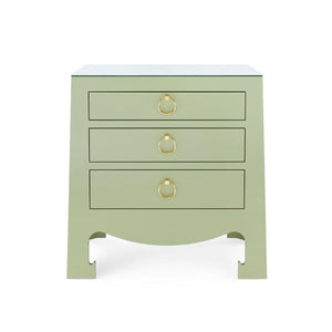 Jacqui 3-Drawer Side Table with Glass Top, Heritage Spring Green-Blue Hand Home