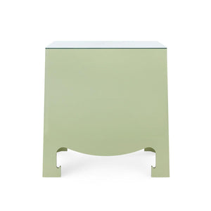 Jacqui 3-Drawer Side Table with Glass Top, Heritage Spring Green-Blue Hand Home