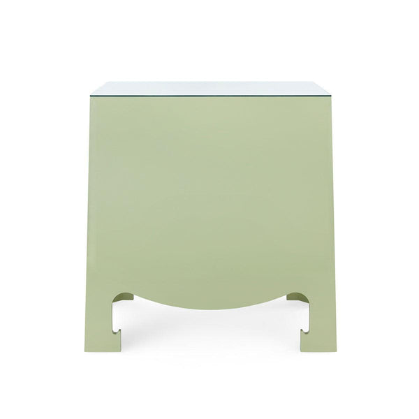Jacqui 3-Drawer Side Table with Glass Top, Heritage Spring Green-Blue Hand Home