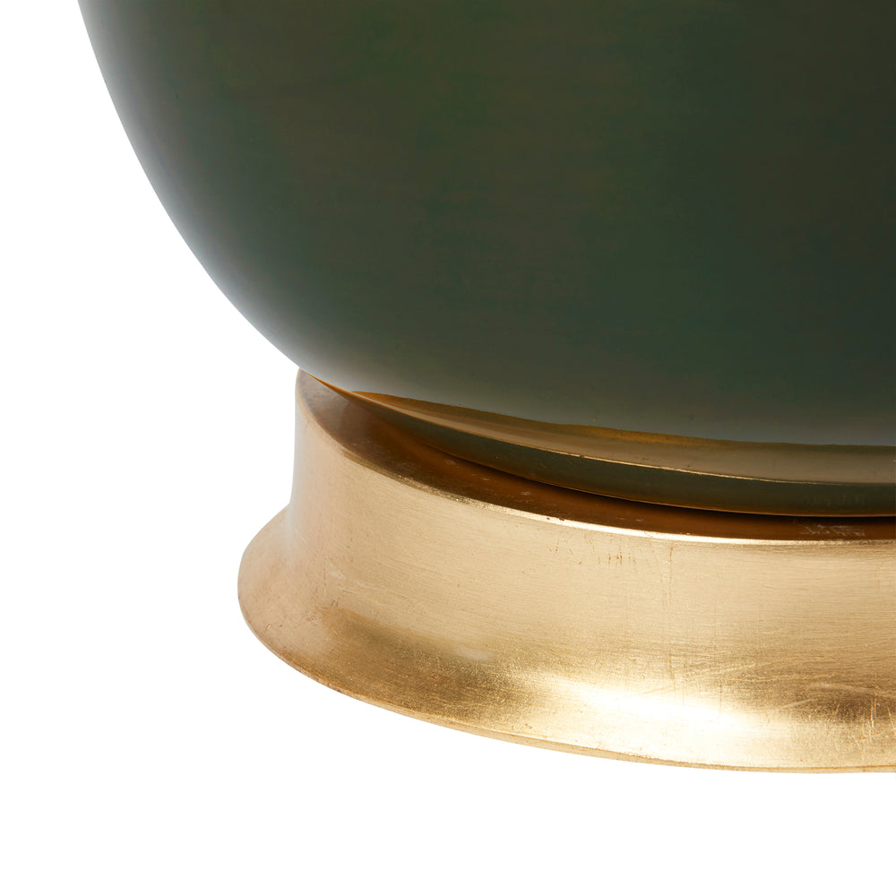 Jade Lamp with Shade 17-inch White Linen, with Gold-Blue Hand Home