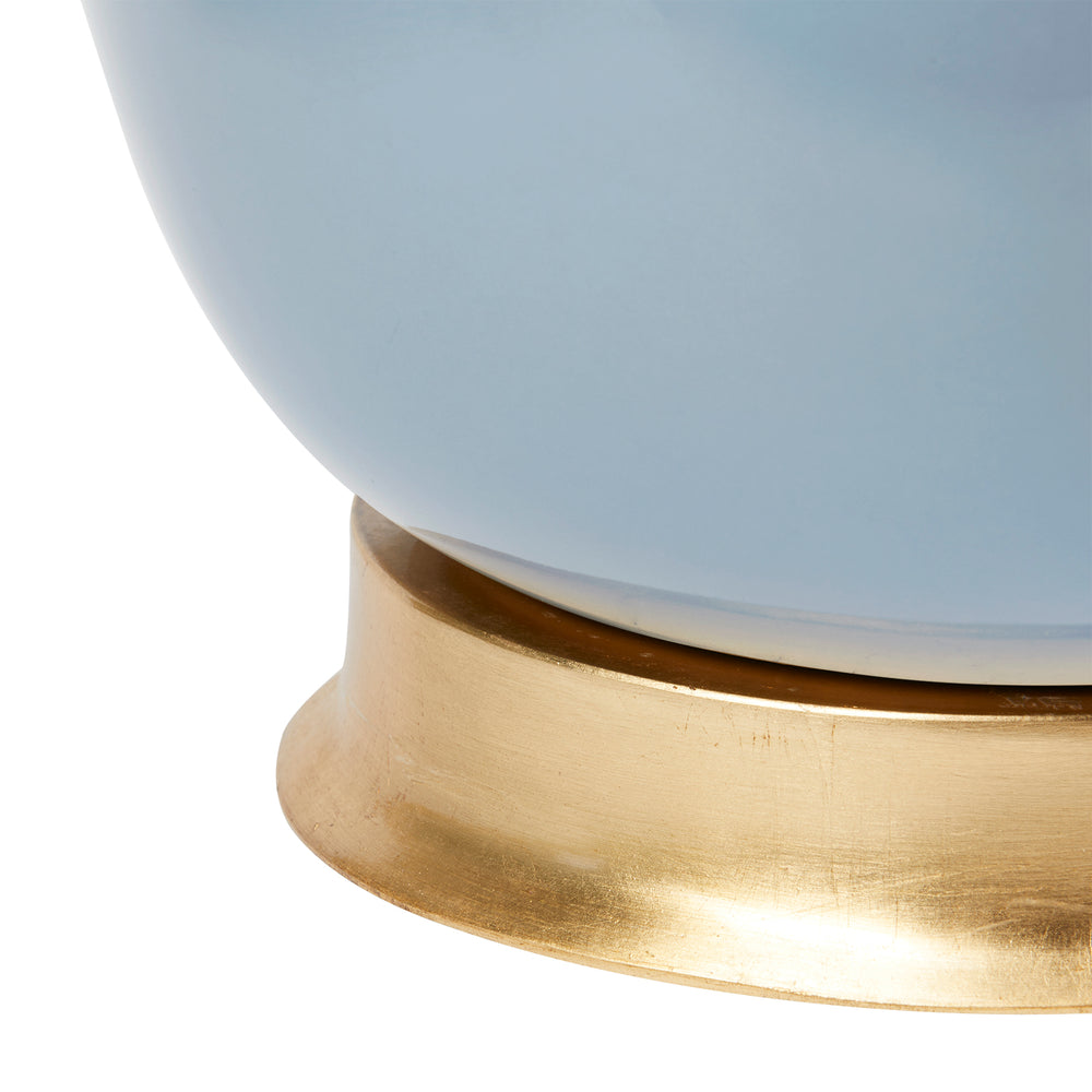 Jade Lamp with Shade 17-inch White Linen, with Gold-Blue Hand Home