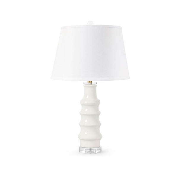 Jesse Lamp with Shade 16-inch White Linen, with Gold-Blue Hand Home